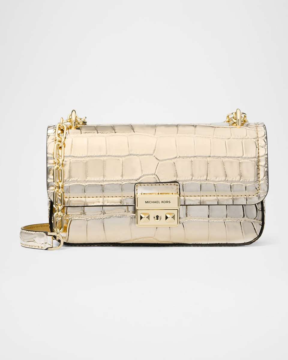 Tribeca Small Metallic Crocodile Shoulder Bag